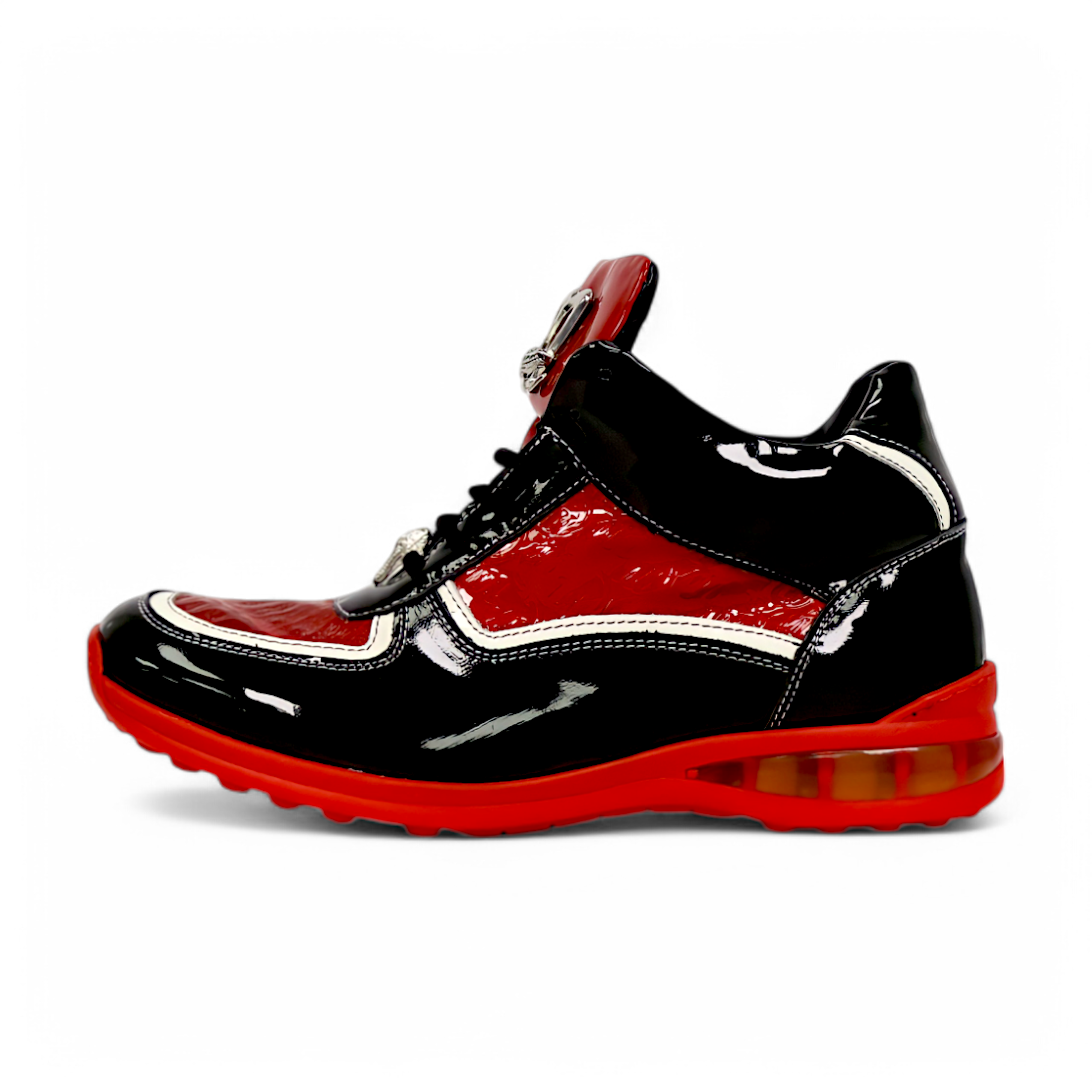 Mauri M797 Black & Red Baby Croc / Patent Leather Sneakers - Dudes Boutique