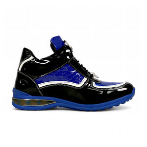 Mauri M797 Black & Blue Baby Croc / Patent Leather Sneakers - Dudes Boutique