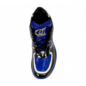 Mauri M797 Black & Blue Baby Croc / Patent Leather Sneakers - Dudes Boutique