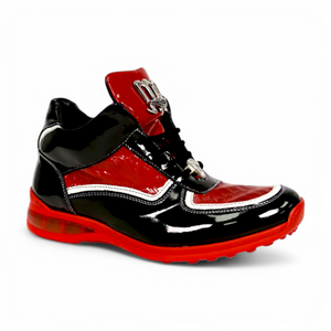 Mauri M797 Black & Red Baby Croc / Patent Leather Sneakers - Dudes Boutique