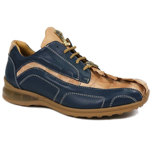 Mauri M799 Wonder Blue/Champagne Hornback / Nappa Sneakers - Dudes Boutique