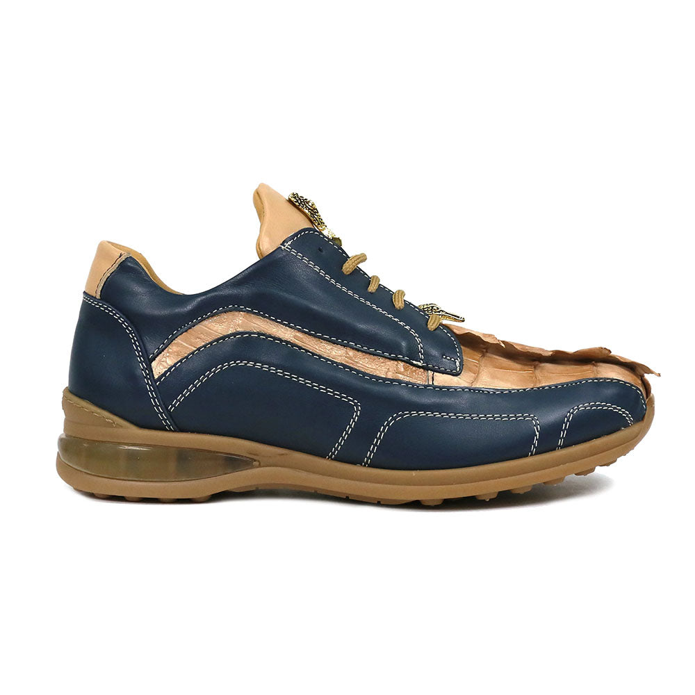 Mauri M799 Wonder Blue/Champagne Hornback / Nappa Sneakers - Dudes Boutique