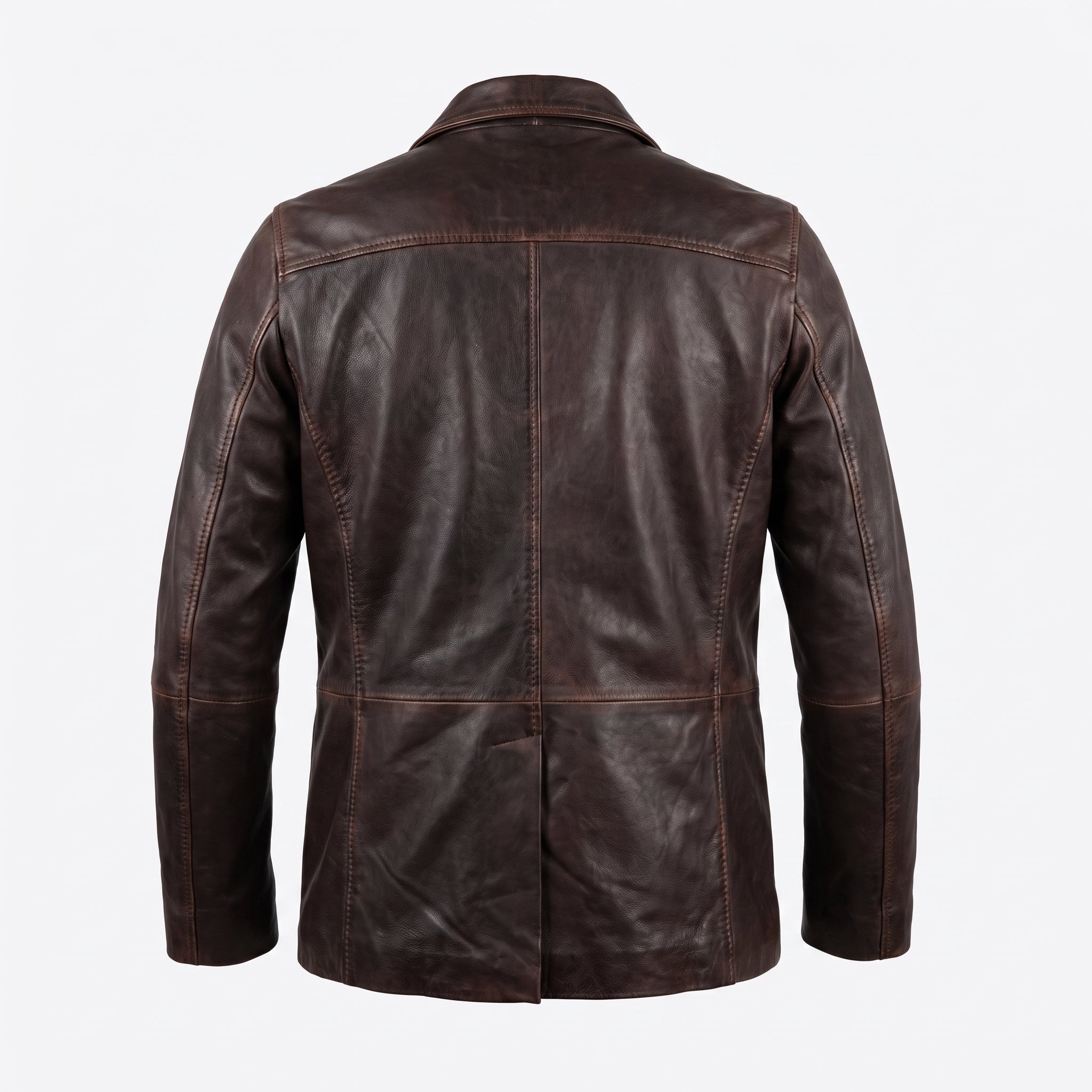 Kashani Brown Double Breasted Leather Jacket