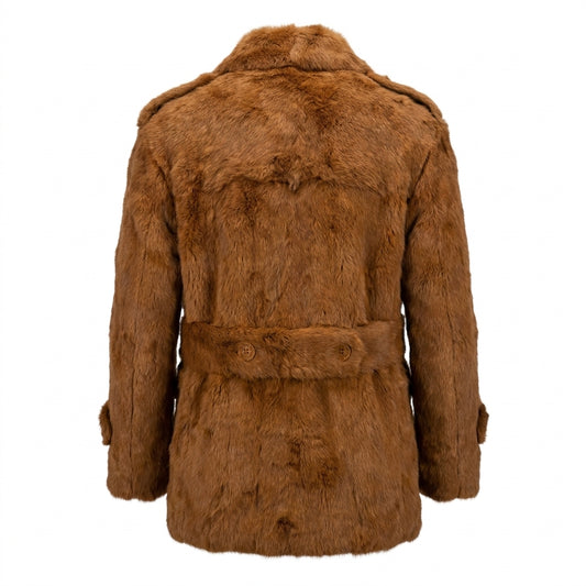 Kashani Men's Cognac Rabbit Fur Peacoat
