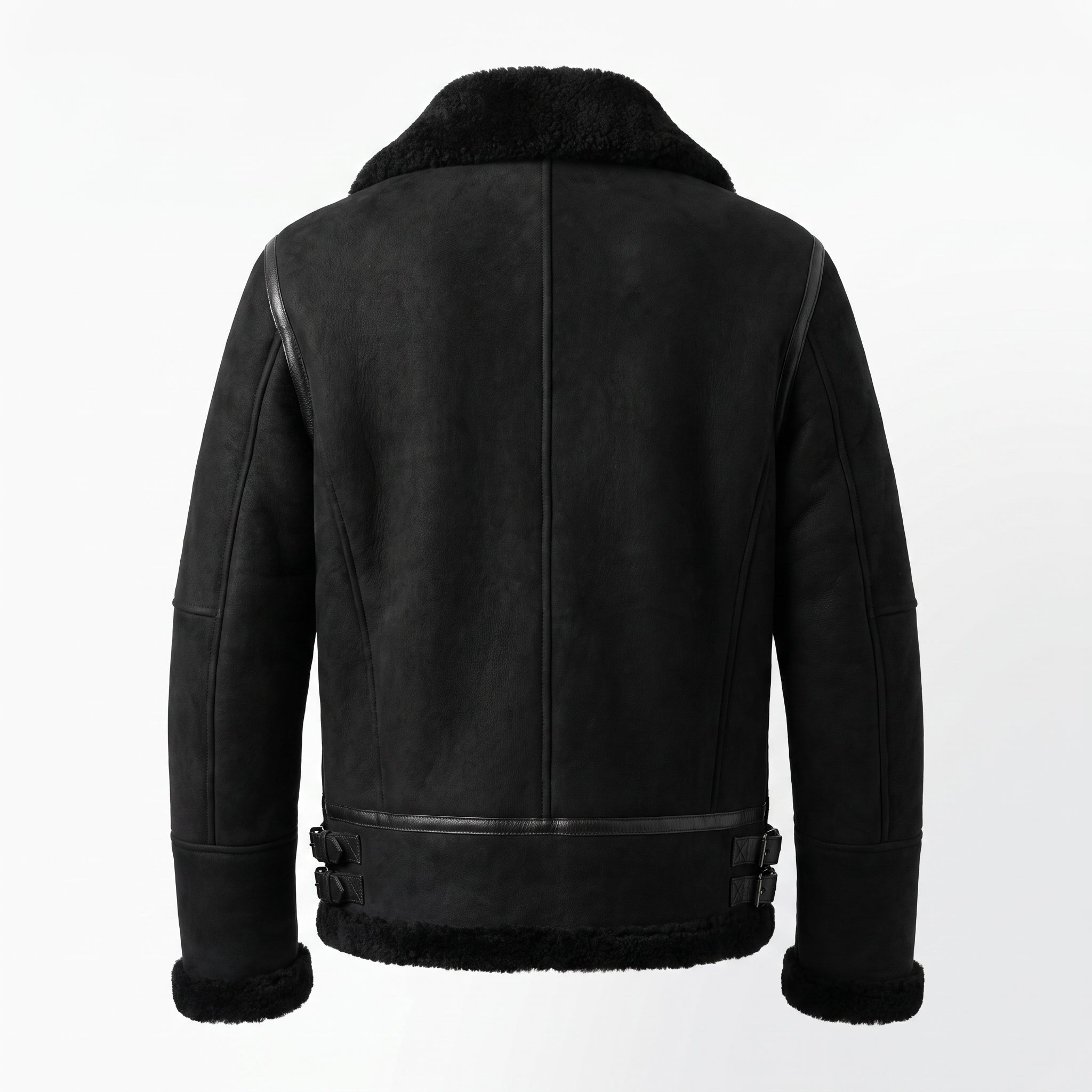 Kashani Black Shearling Leather Aviator Jacket