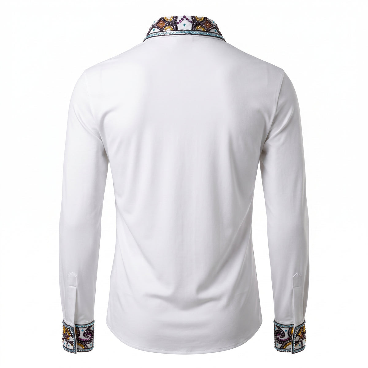 Kashani White / Multi Hyper Crystal Zip Up Shirt