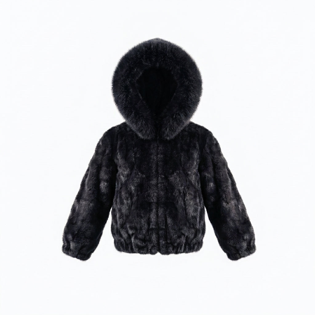 Kashani Kids Black Mink Fur Jacket