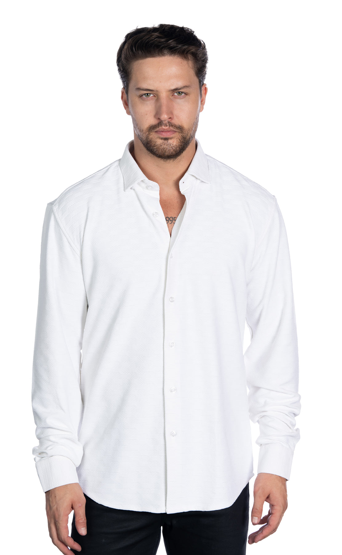 Johnny Q Men's 539 White Textured Button-Up Shirt - Dudes Boutique