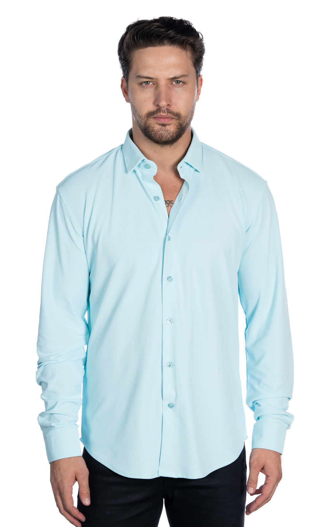 Johnny Q Men's Sky Blue Button-Up Shirt - Dudes Boutique