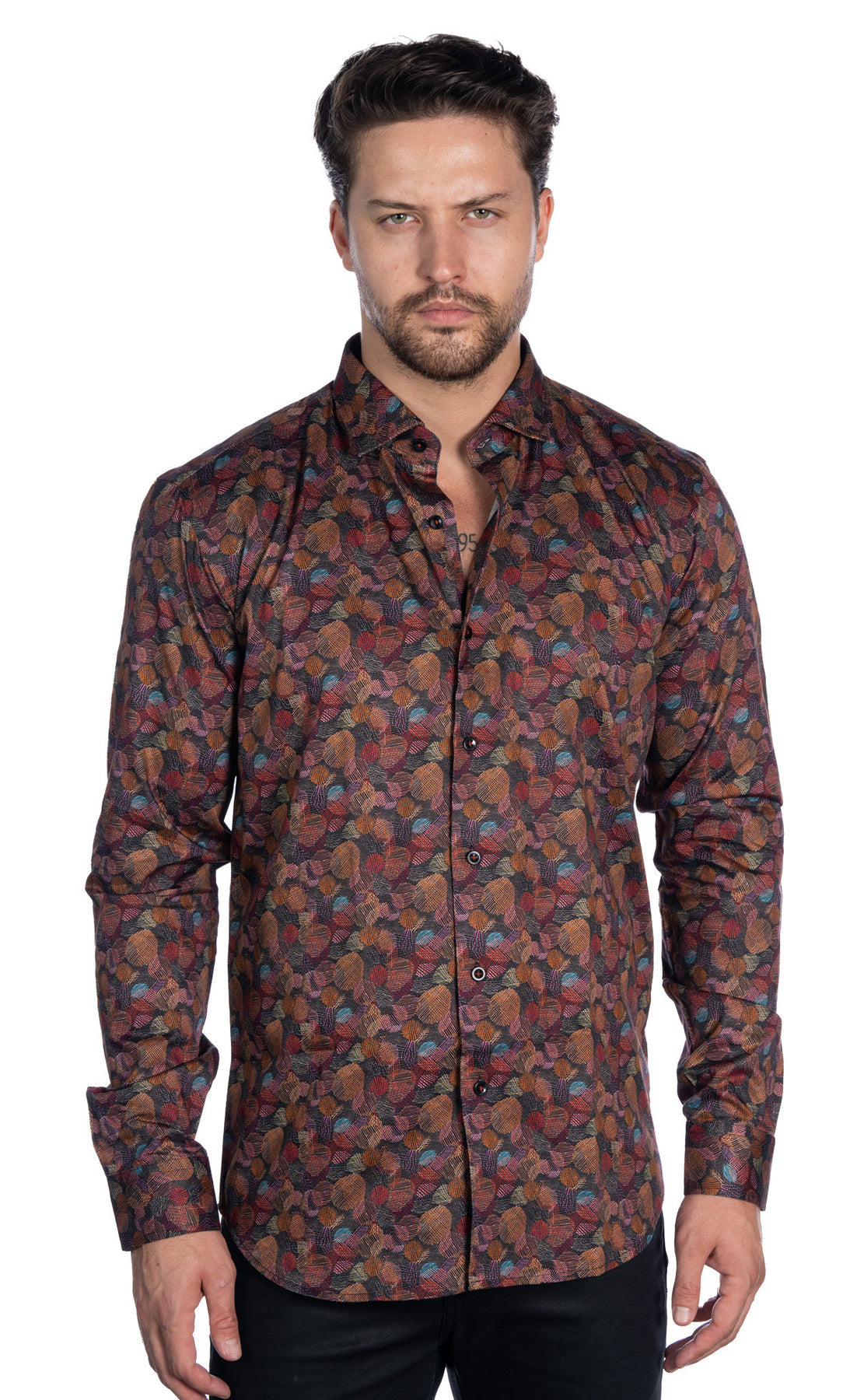 Johnny Q Men's Multicolor Abstract Print Button-Up Shirt - Dudes Boutique