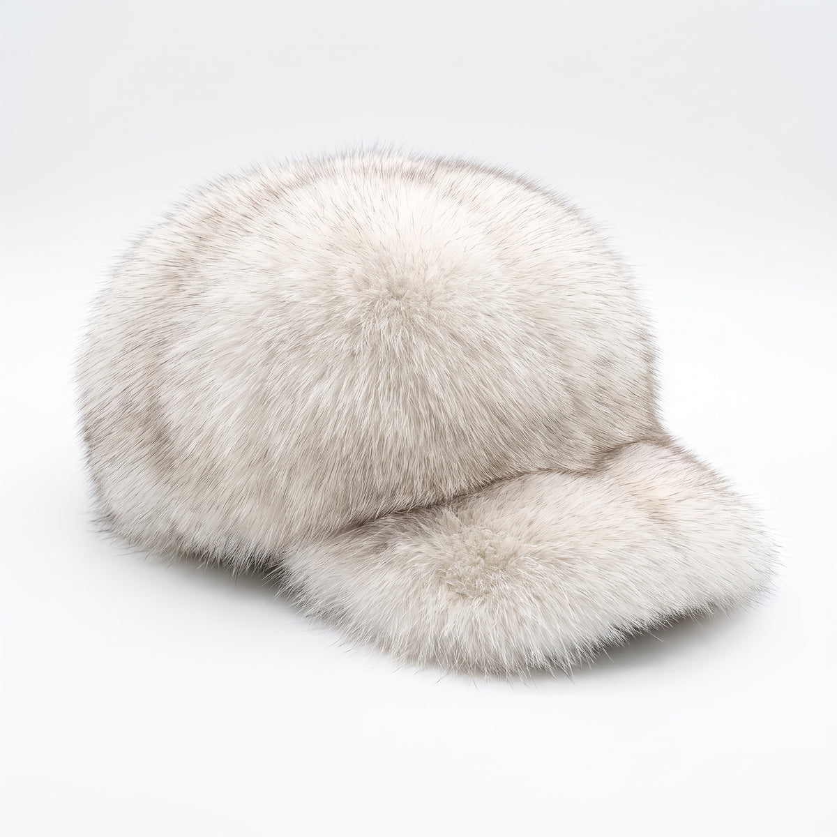Kashani Natural Blue Oversized Fox Fur Baseball Cap