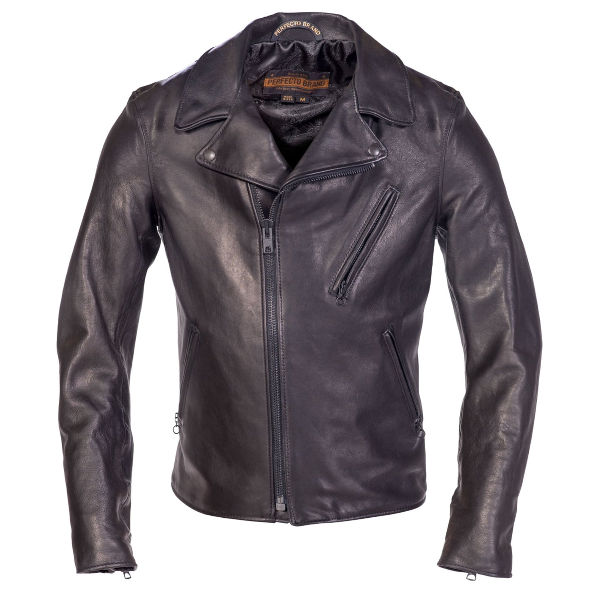 Schott P213 Men's Raven Lambskin Perfecto Jacket - Black - Dudes Boutique