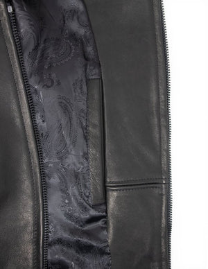 Schott P234 Men's Vegetable Tanned Lambskin Cafe Racer Jacket - Black - Dudes Boutique