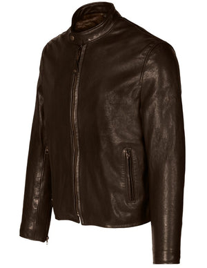 Schott P234 Men's Vegetable Tanned Lambskin Cafe Racer Jacket - Brown - Dudes Boutique