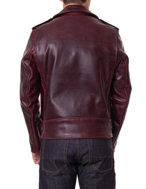 Schott P613S Men's Perfecto Steerhide Motorcycle Jacket - Burgundy - Dudes Boutique