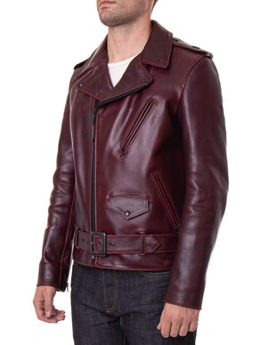 Schott P613S Men's Perfecto Steerhide Motorcycle Jacket - Burgundy - Dudes Boutique