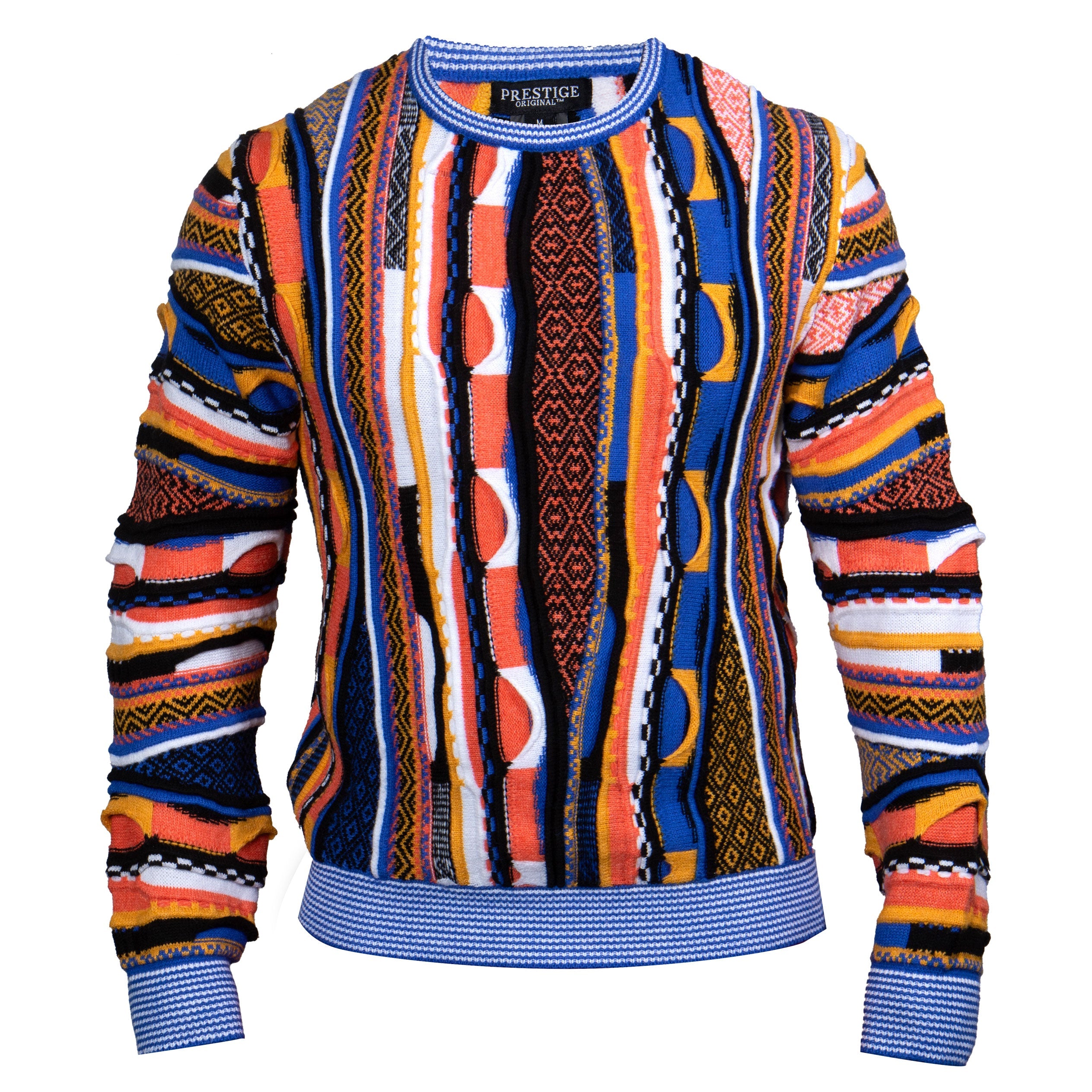 Prestige Men's Royal Multicolor Heritage Knit Sweater