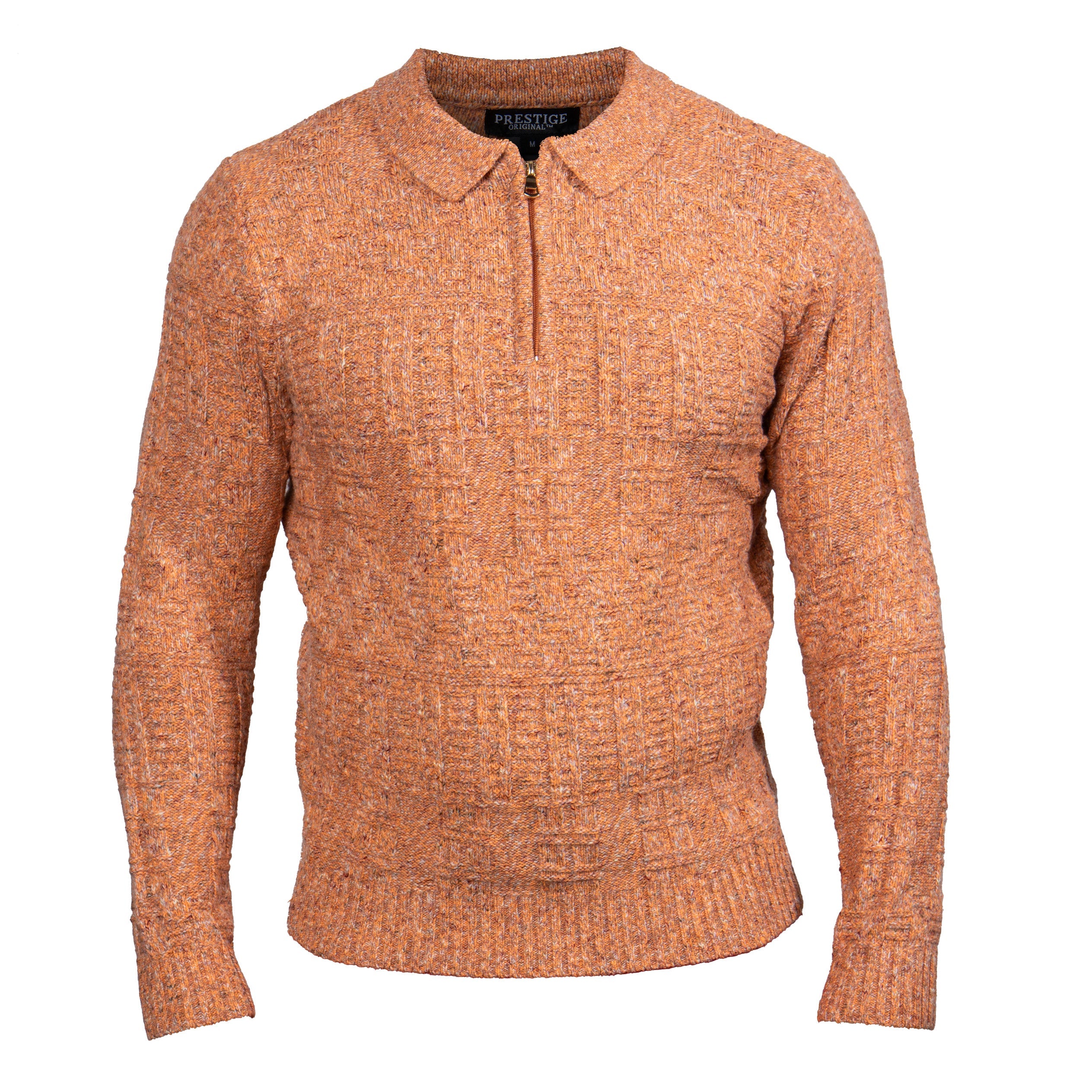 Prestige Autumn Ember Heathered Orange Quarter-Zip Sweater
