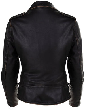 Schott PER71W Women's Hand Vintaged Cowhide Perfecto Jacket - Dudes Boutique