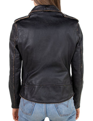 Schott PER71W Women's Hand Vintaged Cowhide Perfecto Jacket - Dudes Boutique