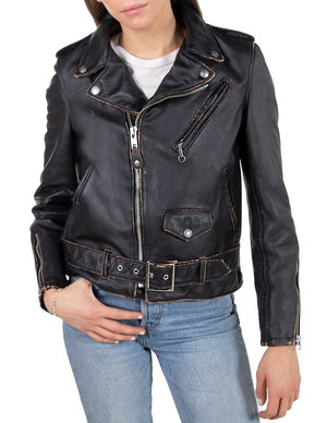 Schott PER71W Women's Hand Vintaged Cowhide Perfecto Jacket - Dudes Boutique