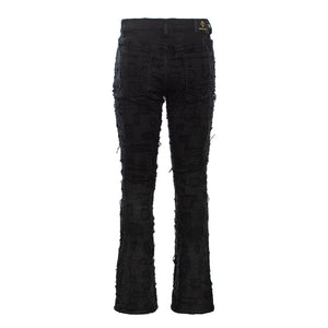 Patchwork Distressed Denim Jacket + Jeans SET - BLACK - Dudes Boutique