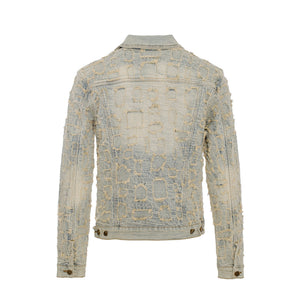 Patchwork Distressed Denim Jacket + Jeans SET - TAN - Dudes Boutique