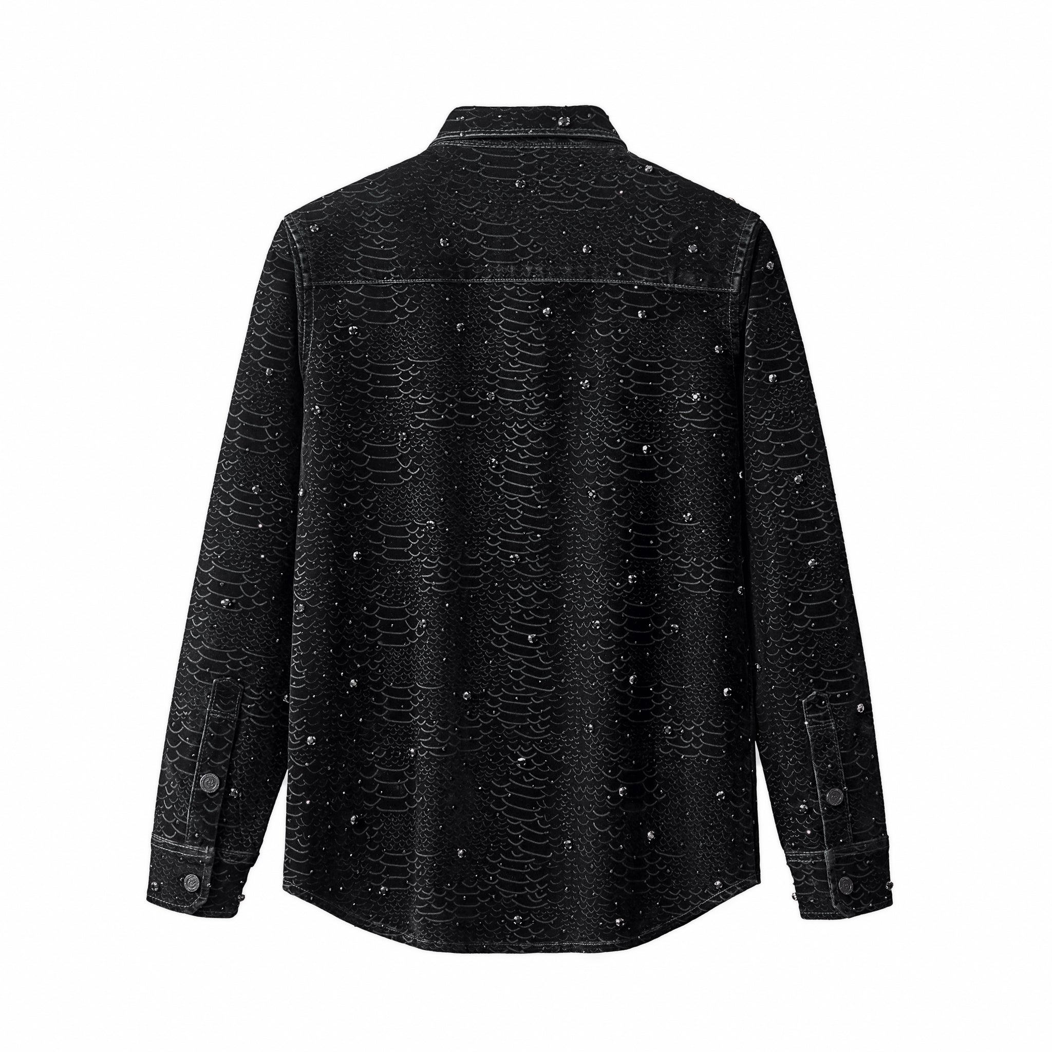 Midnight Serpent Rhinestone Jacket - Century Penthouse BLACK