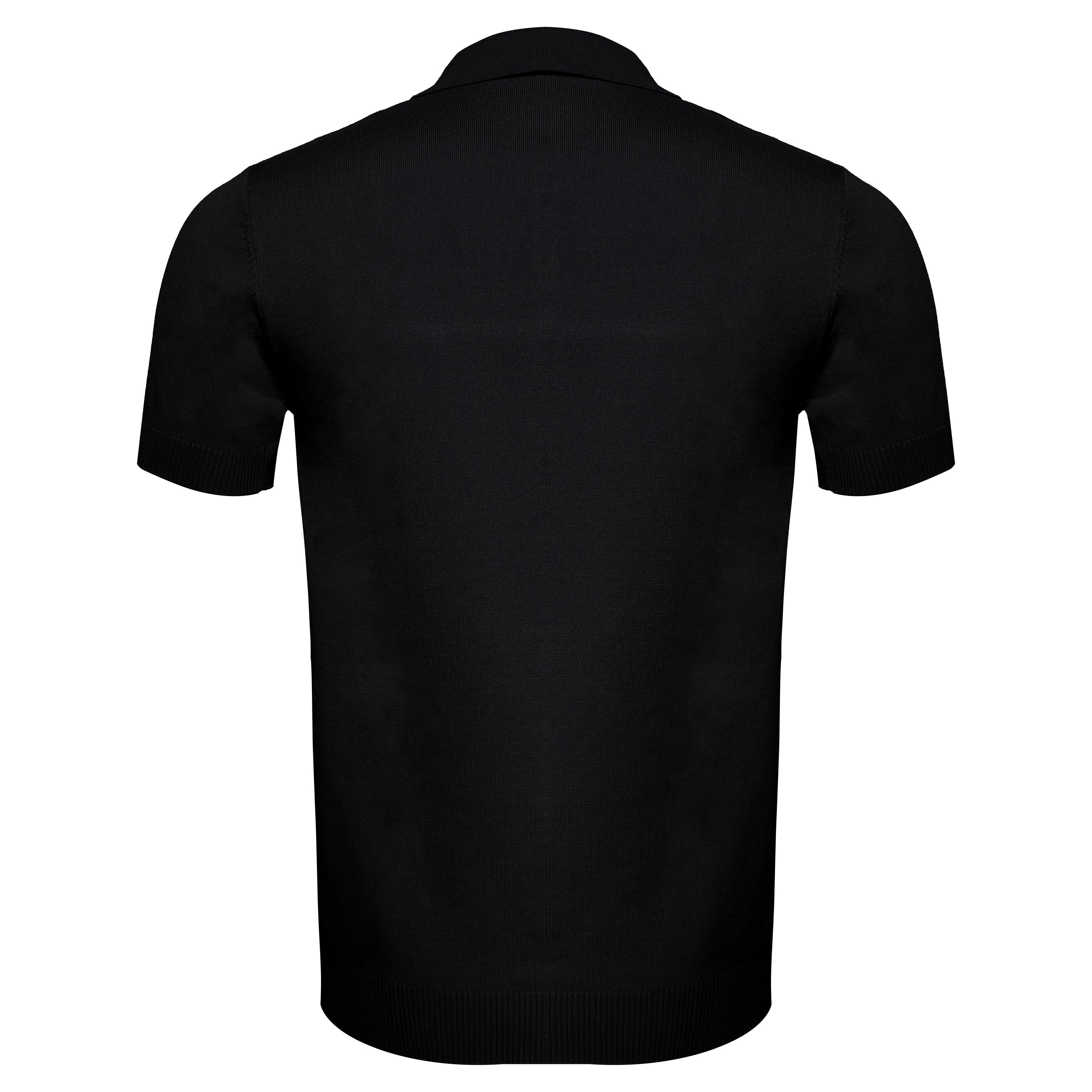 Men's Retro-Inspired Knitted Polo Shirt BLACK/WHITE