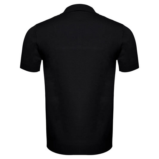 Men's Retro-Inspired Knit Polo Shirt BLACK/WHITE