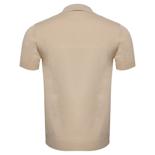 Men's Retro-Inspired Knit Polo Shirt IVORY/NAVY