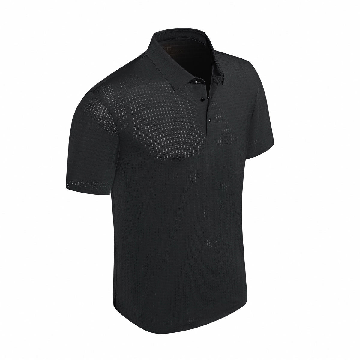 Grid Texture Stitchless Polo BLACK