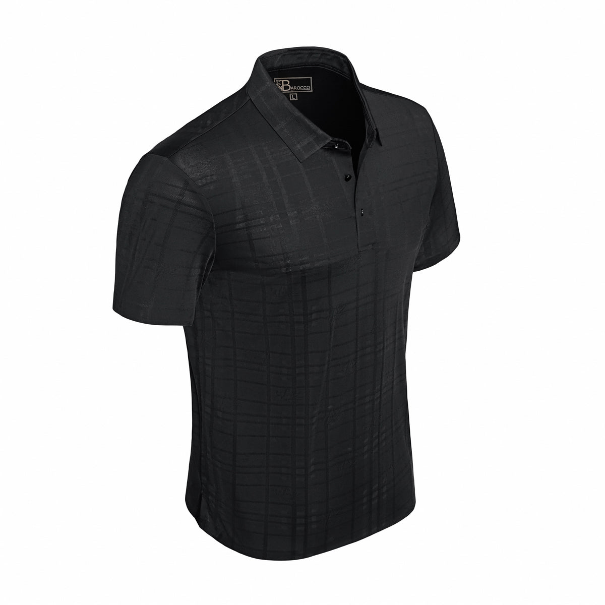 Shadow Plaid Stitchless Men's Polo Black