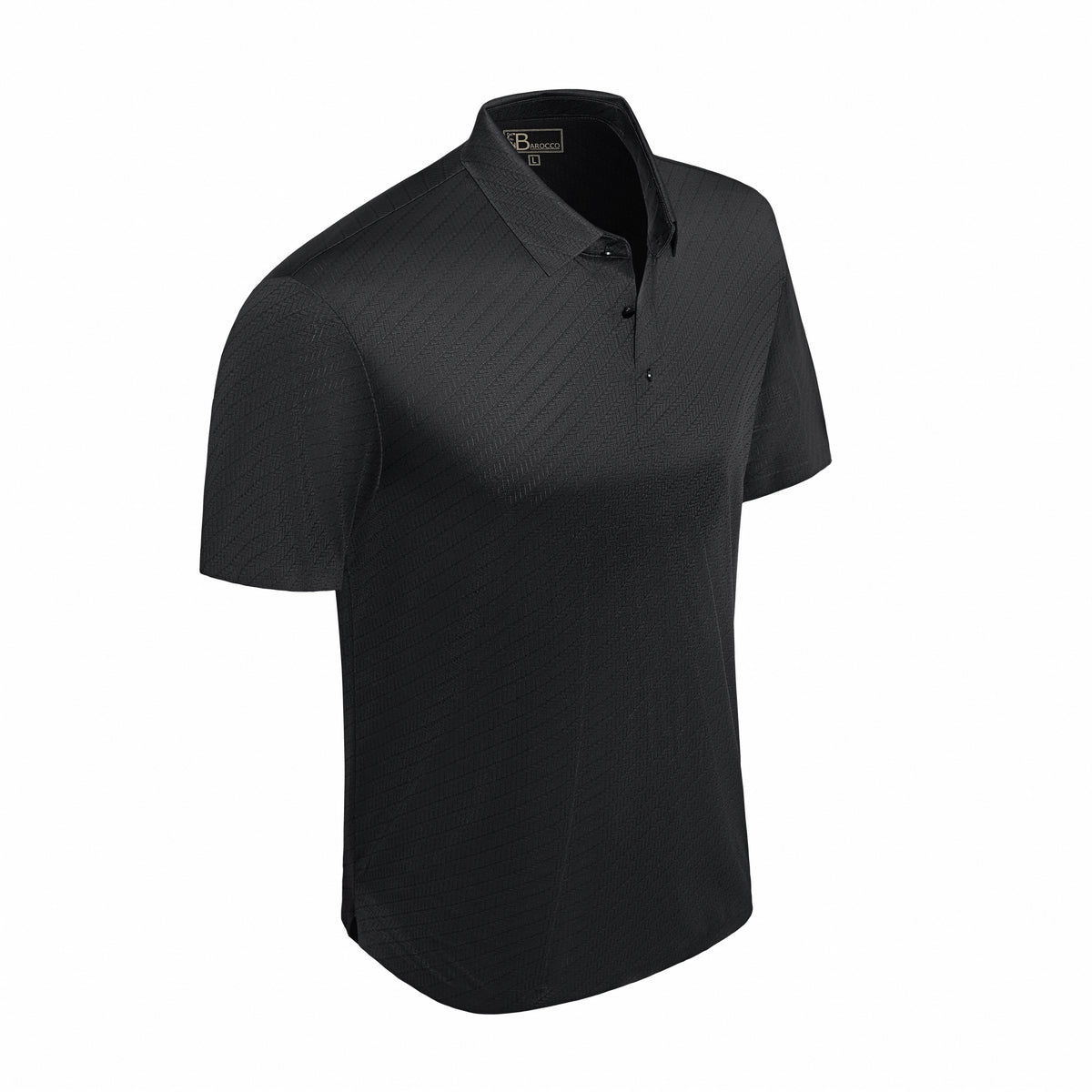 Diagonal Texture Stitchless Men's Polo Black