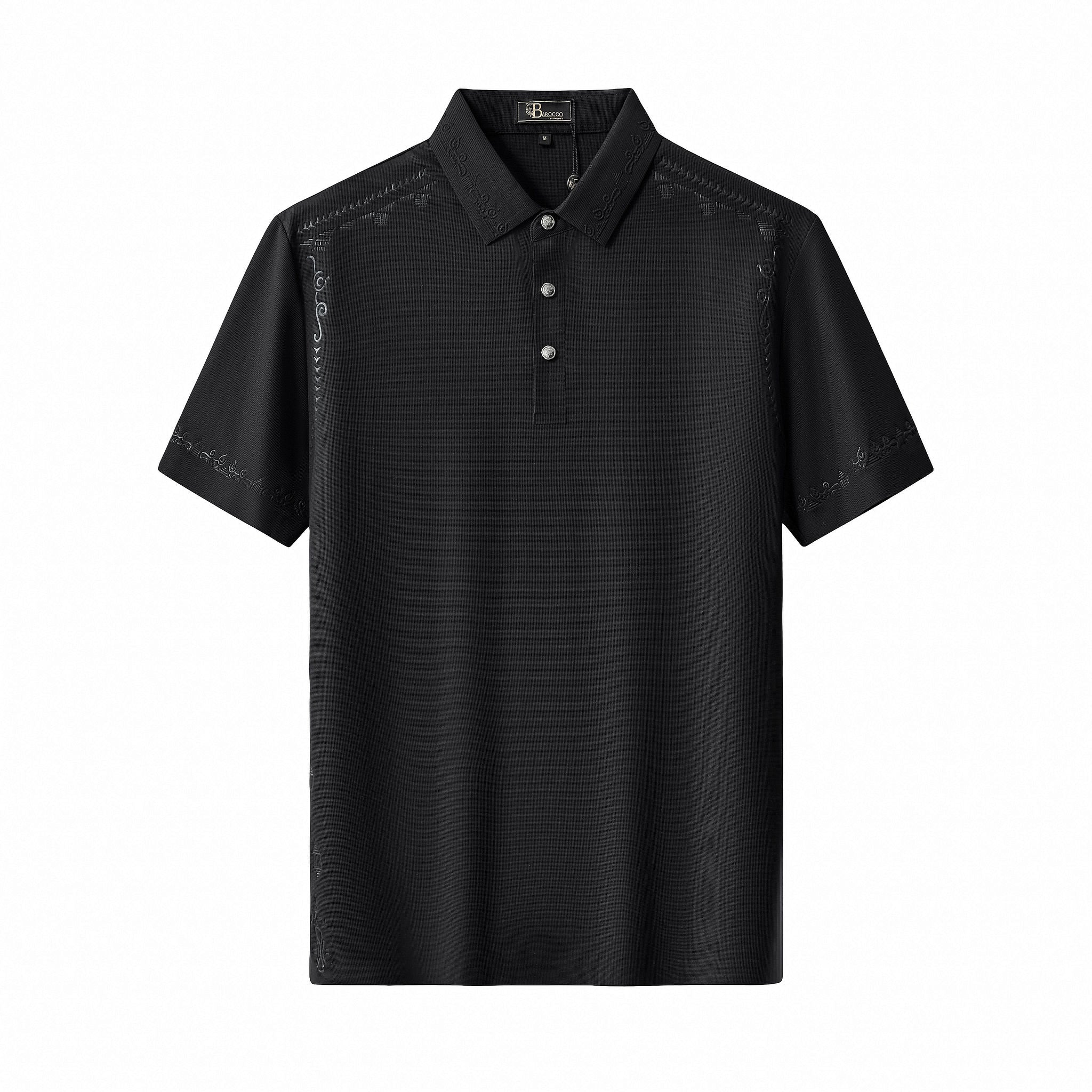 Ornate Trim Polo BLACK
