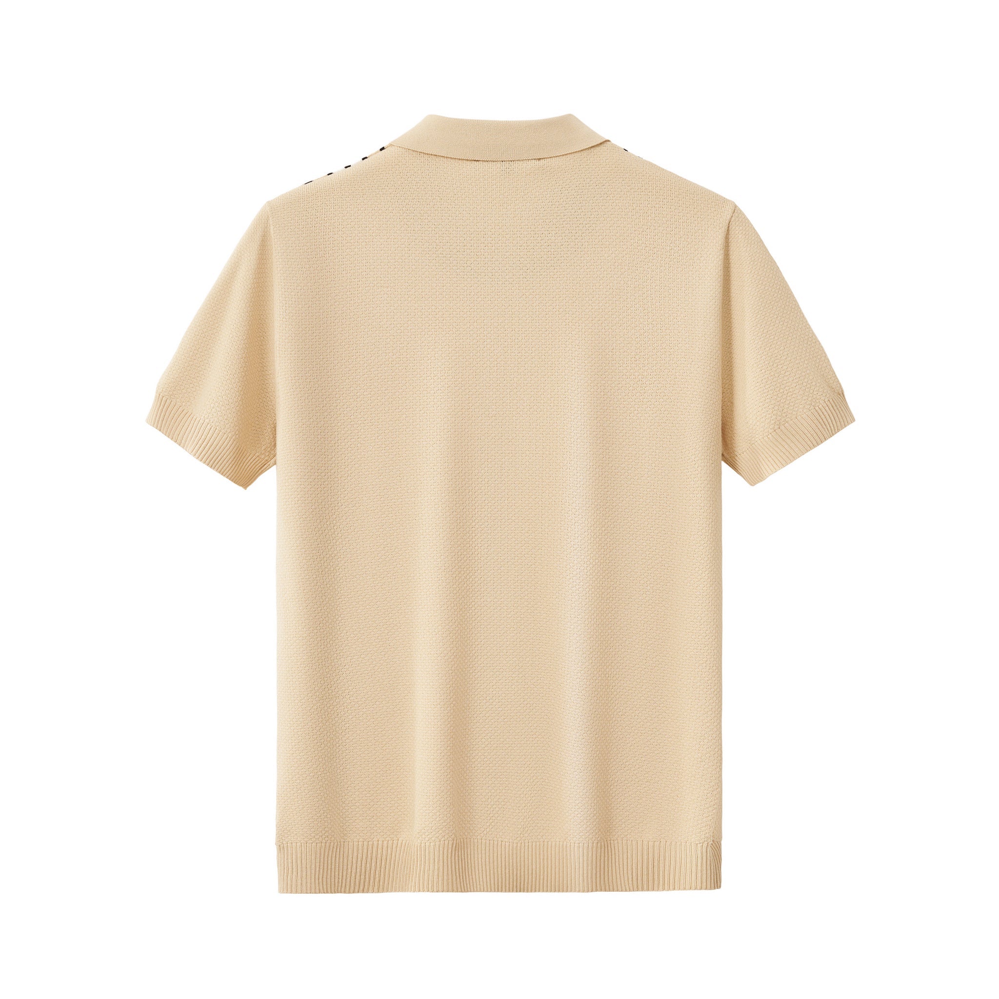 Retro Stripe Zip Knit Polo KHAKI/WHITE