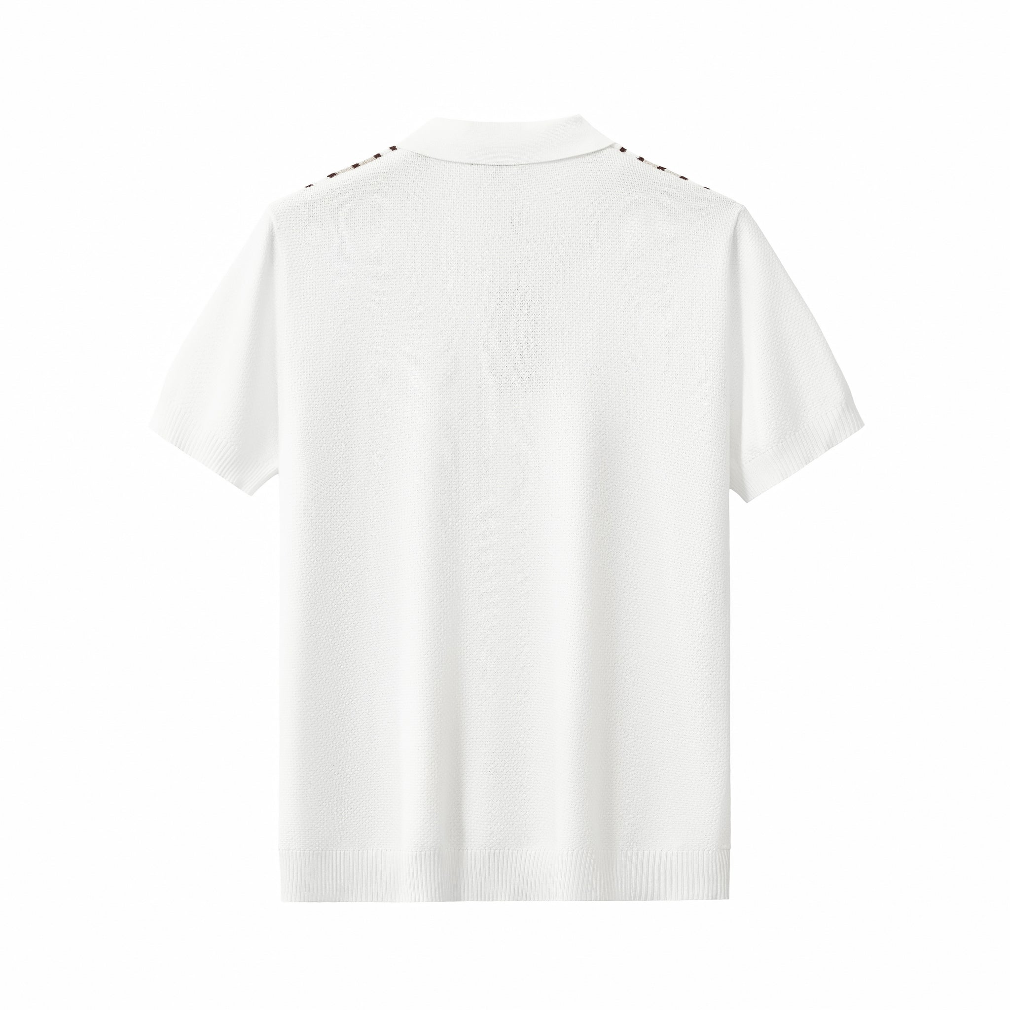 Retro Stripe Zip Knit Polo WHITE/KHAKI