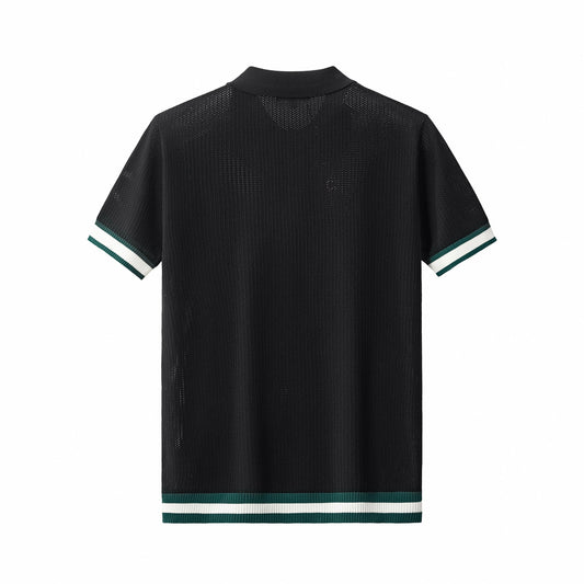 EdgeTrim Mesh Knit Polo BLACK