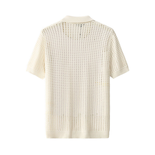 Breeze Mesh Zip Knit SS Shirt IVORY