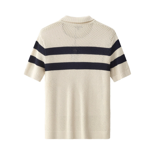 Marina Stripe Knit SS Shirt IVORY