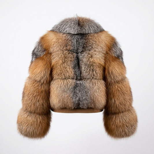 Kashani Women's Natural Silver/Red Fox Fur Jacket
