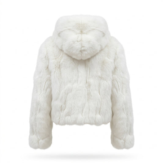Kashani Women's White Fox Fur Cropped Jacket