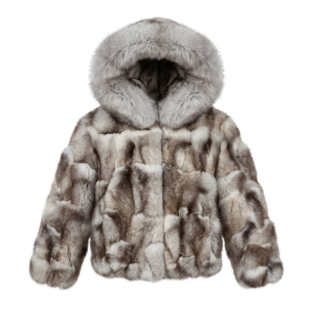 Kashani kids natural blue fox fur hooded jacket