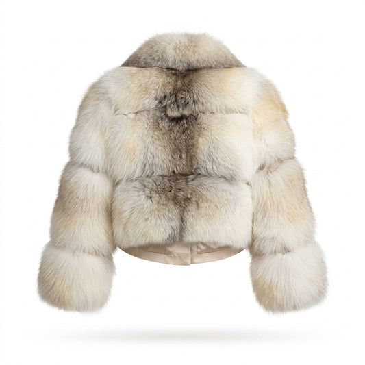 Kashani Women's Natural Golden Island Fox Fur Jacket