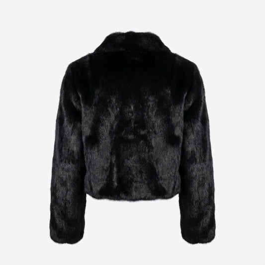Kashani Women’s Black Rabbit Cropped Jacket