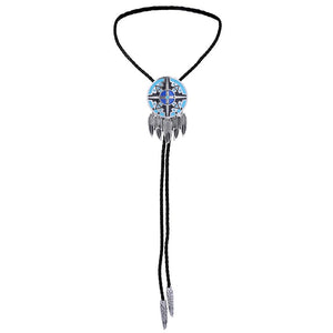 Kashani Turquoise Indian Feather Totem Pendant Bolo Tie - Dudes Boutique
