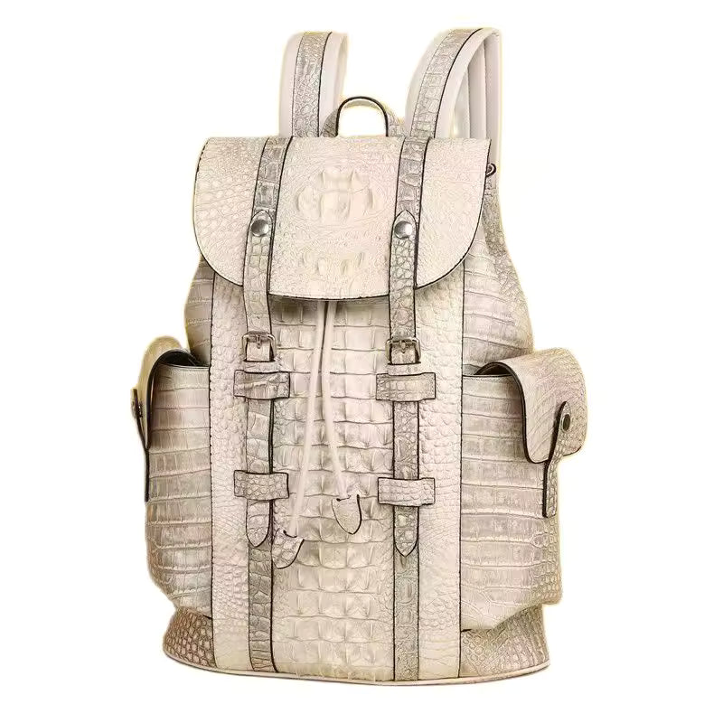 Kashani Albino Embossed Hornback Alligator Rucksack