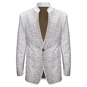 Culture Couture Embellished Blazer β Red Carpet Edition WHITE/GOLD - Dudes Boutique