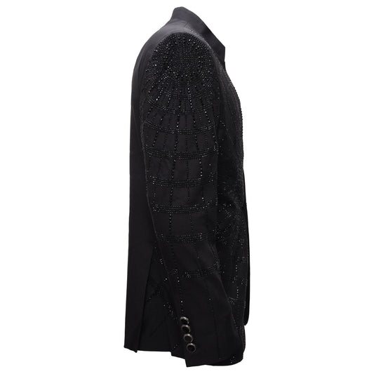 Mandala Blazer Jacket-BLACK/BLACK - Dudes Boutique