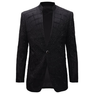 Mandala Blazer Jacket-BLACK/BLACK - Dudes Boutique